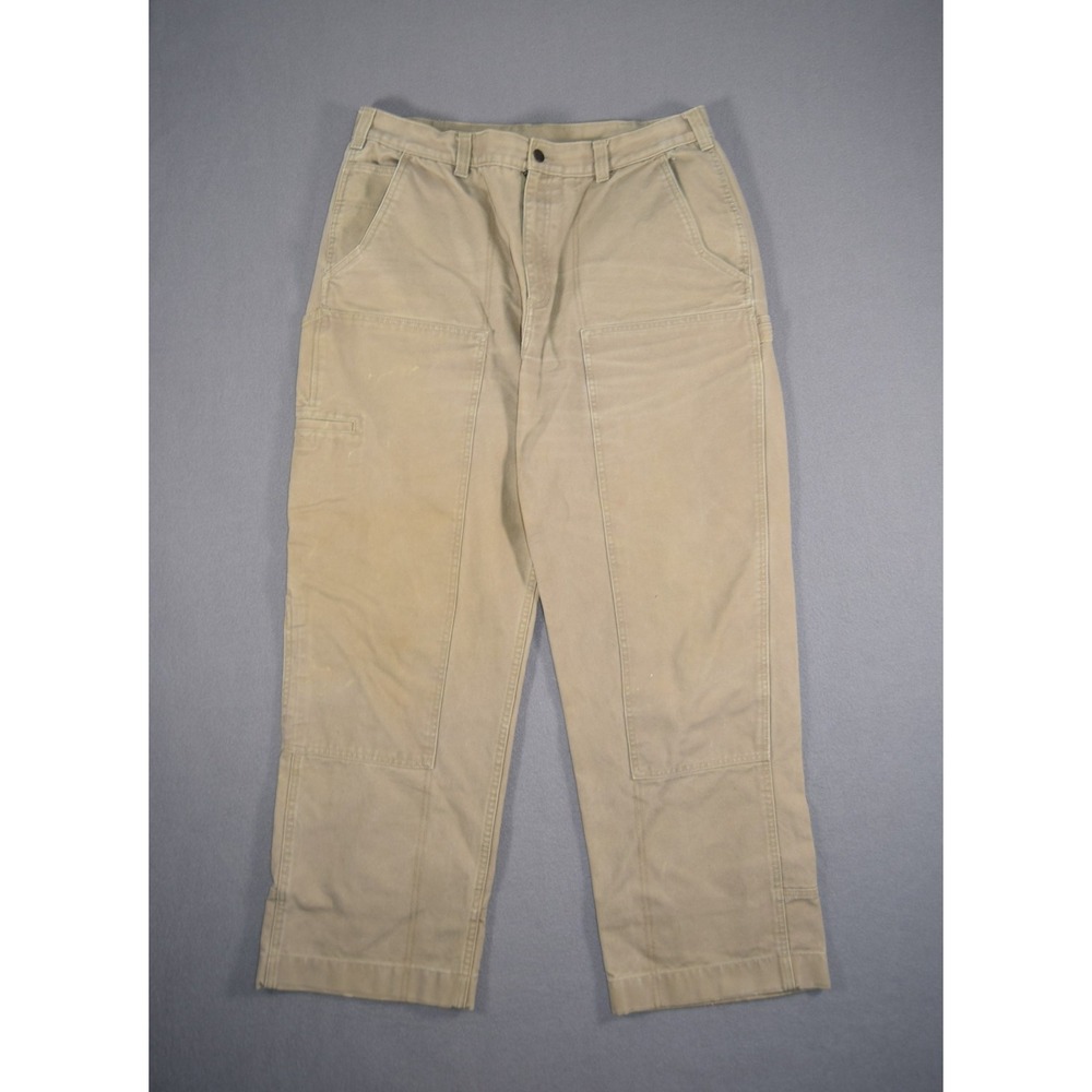 Gander Mountain Pants Mens 36x30 Khaki Canvas Double Knee Workwear Heavyweight